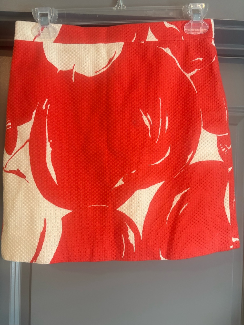 Bold Orange & White Printed Pencil Skirt